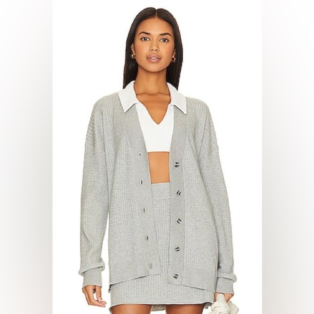 WeWoreWhat Light Heather Gray Varsity Cardigan Size Small